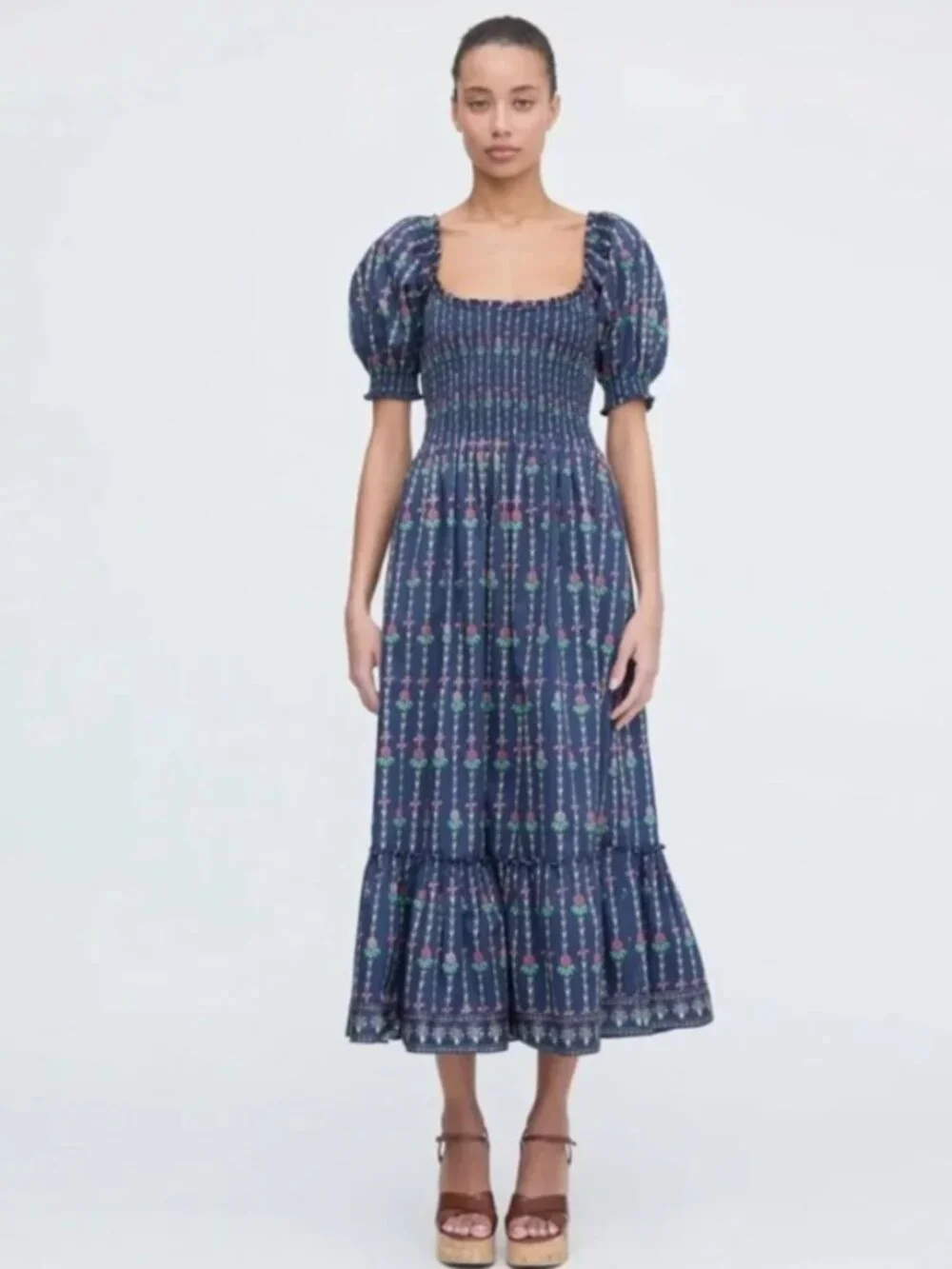 Hill House Home Louisa Dress Navy Trailing Fern - Small - Picture 1 of 2